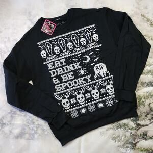 NWT Christmas Goth Sweatshirt Eat Drink and Be Spooky size Small